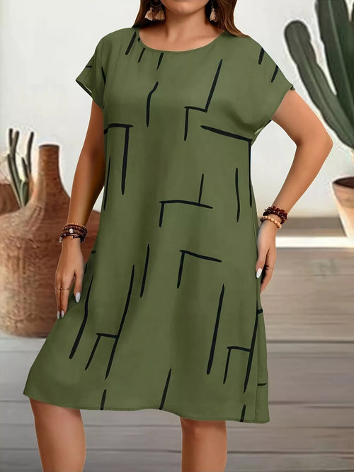 Plus Size Round Neck Short Sleeve Dress