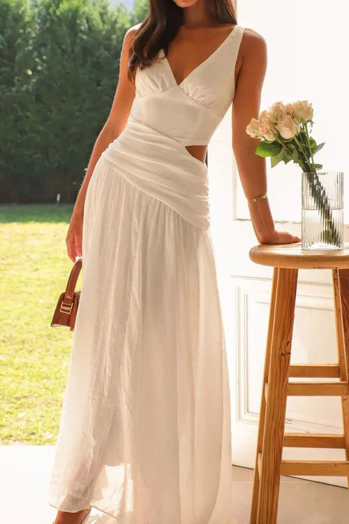Cutout Back V-Neck Dress