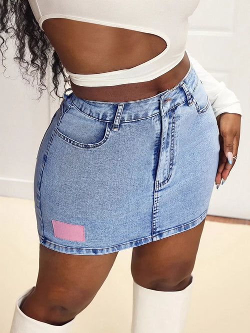 High Waist Mini Denim Skirt