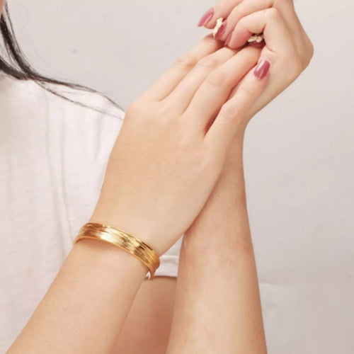 18K Gold-Plated Copper Open Bracelet