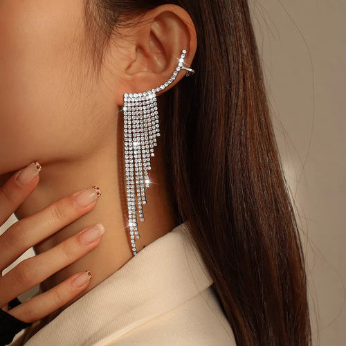 Rhinestone Fringe Earrings