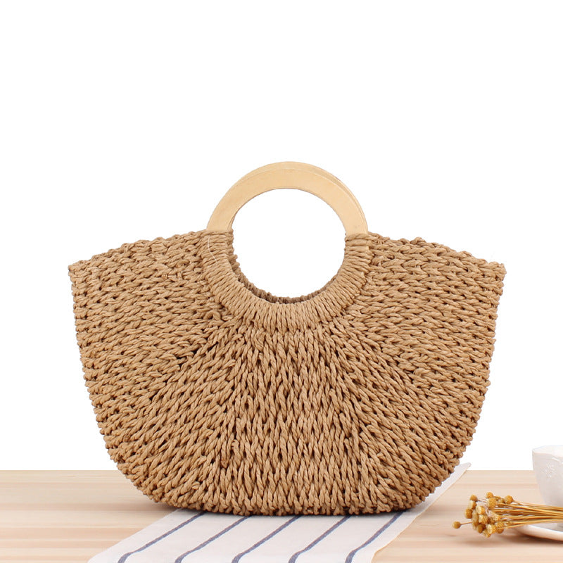 Woven Straw Beach Summer Tote Bag