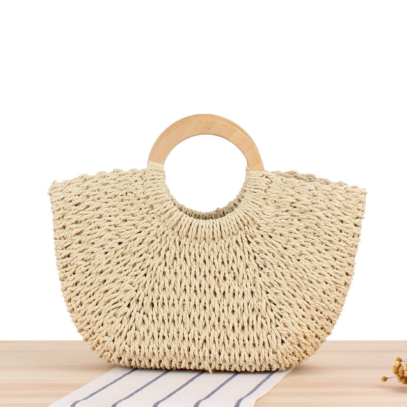 Woven Straw Beach Summer Tote Bag