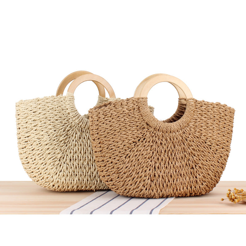 Woven Straw Beach Summer Tote Bag