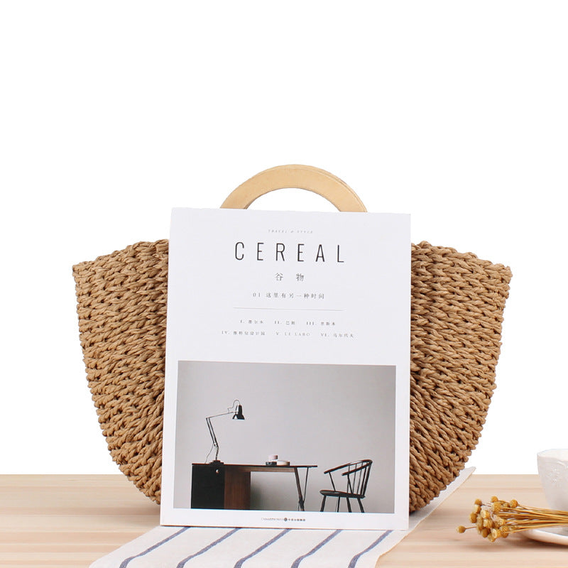 Woven Straw Beach Summer Tote Bag