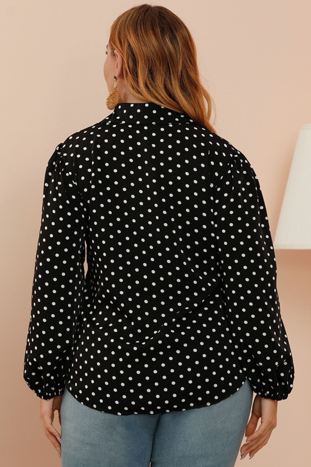 Plus Size Polka Dot Balloon Sleeve Shirt – ALL CLASSY GIRLS