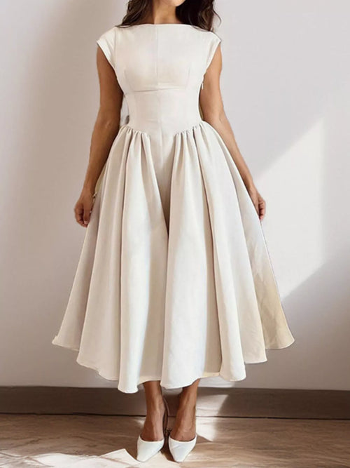 Cap Sleeve A-Line Midi Dress