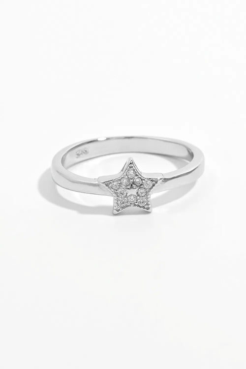 925 Sterling Silver Inland Zircon Star Ring