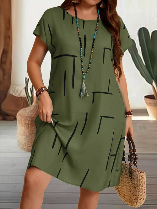 Plus Size Round Neck Short Sleeve Dress