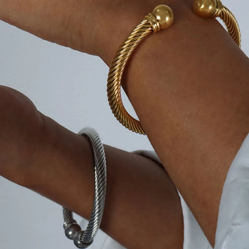 Stainless Steel Twisted Cable Cuff Bracelet