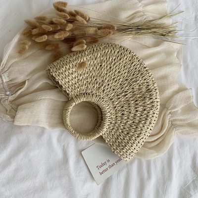 Woven Bucket Half Moon Bag
