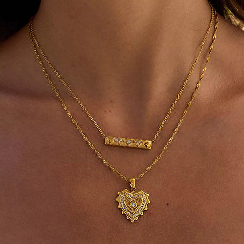 18K Gold-Plated Zircon Pendant Necklace