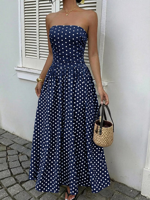 Polka Dot Tube A-Line Dress