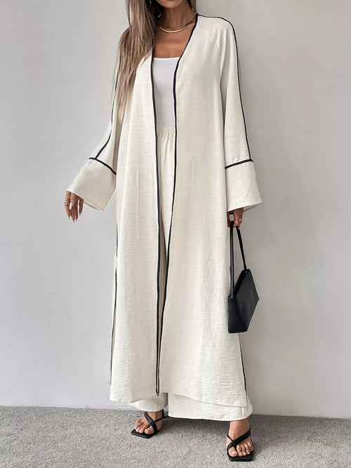 Contrast Trim Cardigan and Pants Set