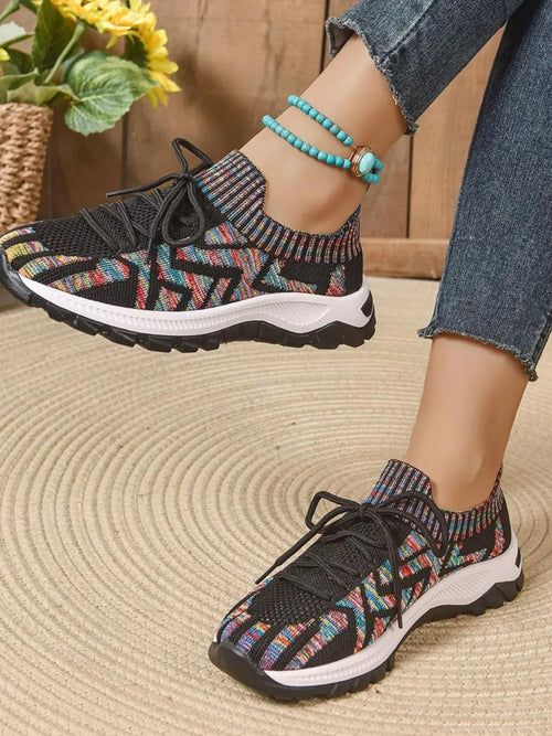 Mesh Knit Lace Up Athletic