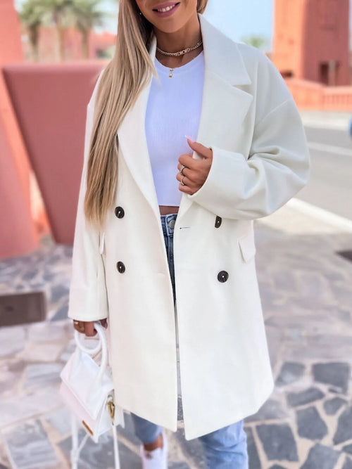 Full Size Double-Breasted Wool Coat Plus Size