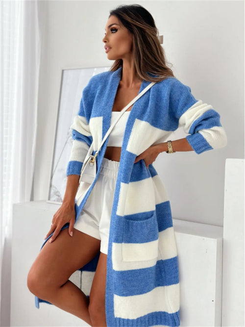 Color Block Open Front Cardigan