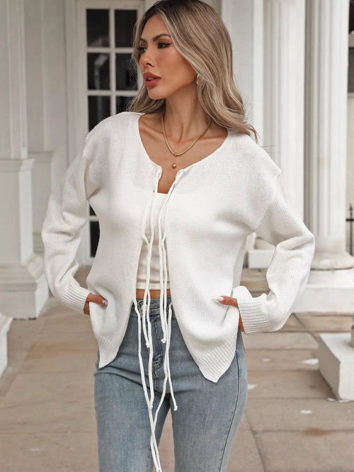 Tie-Front Long Sleeve Cardigan