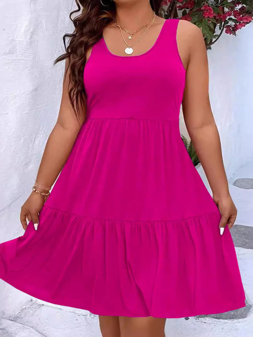 Plus Size Tiered Scoop Neck Tank Dress