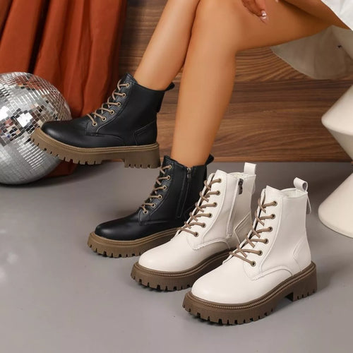 Lace Up Round Toe Boots