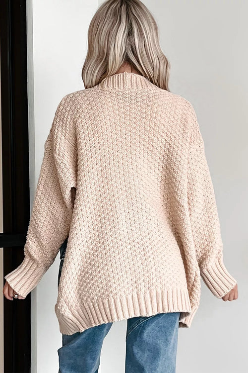 Textured Knit Open-Front Cardigan