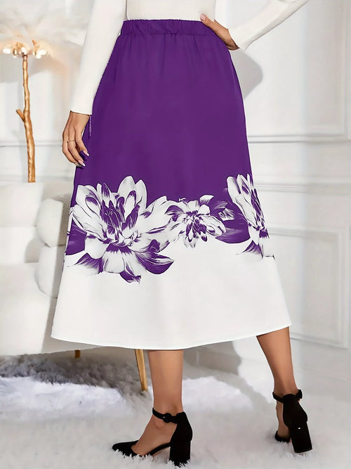 Floral Print A-Line Midi Skirt