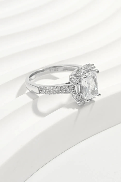 925 Sterling Silver Inlaid Zircon Square Ring