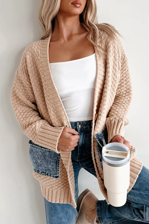 Textured Knit Open-Front Cardigan