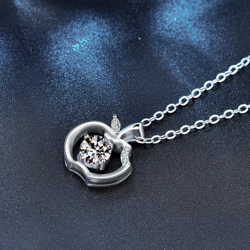 Moissanite 925 Sterling Silver Apple Pendant Necklace