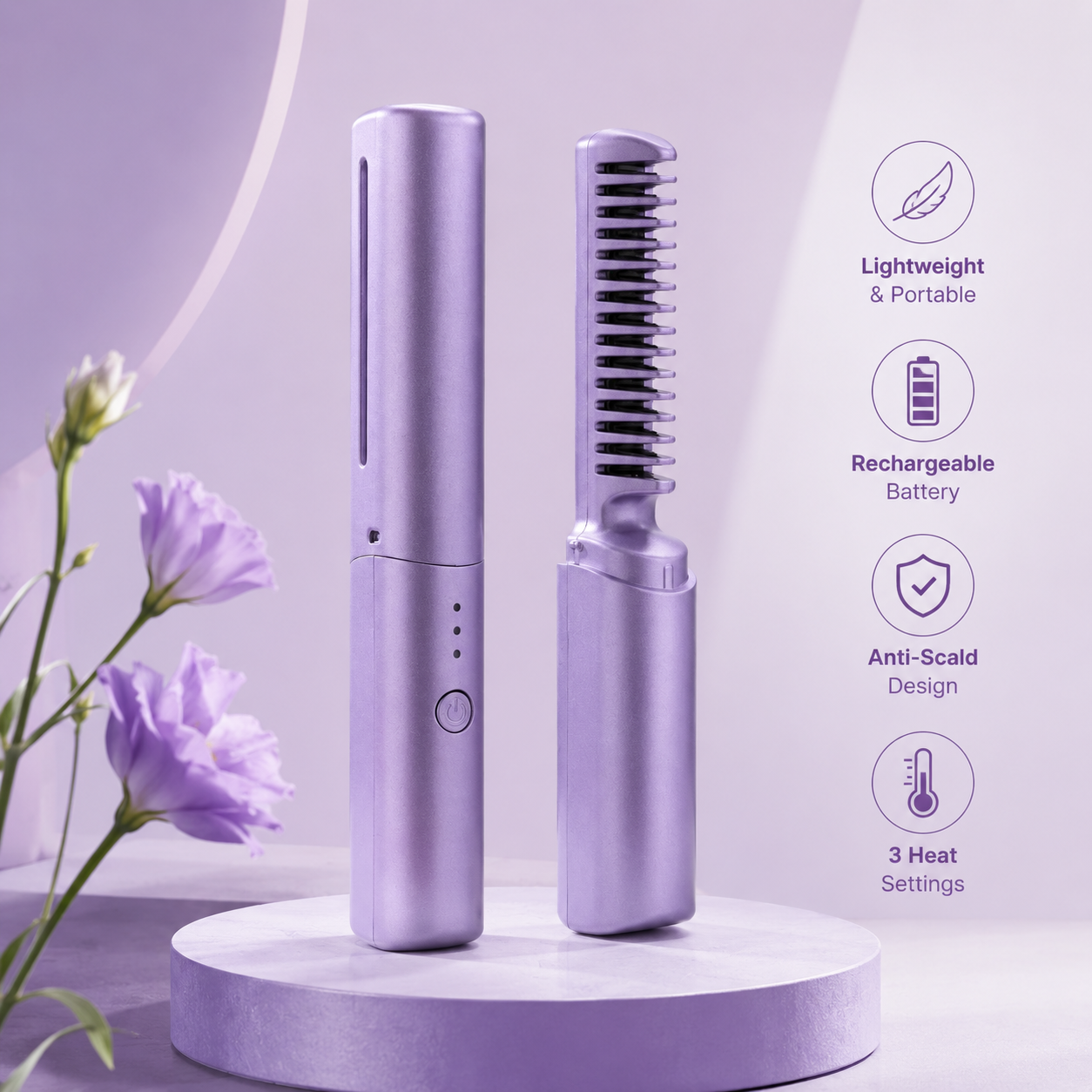 SilkGlow™ Go – Portable Cordless Styling Brush ALL CLASSY GIRLS