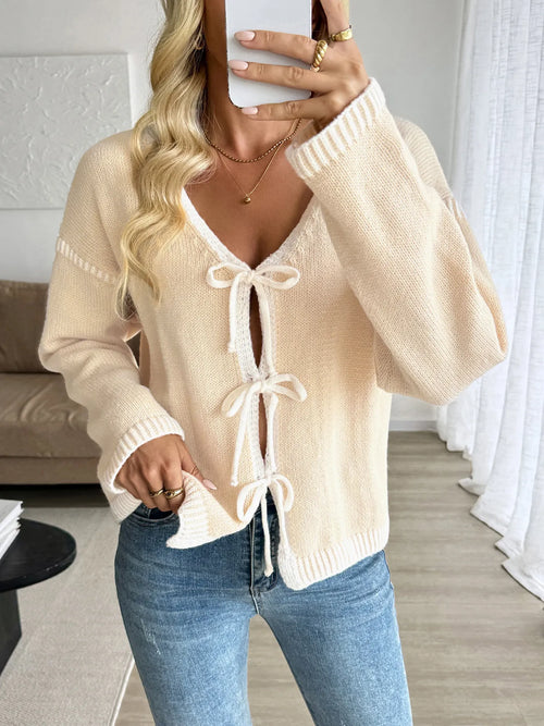 Tie-Front Long Sleeve Cardigan