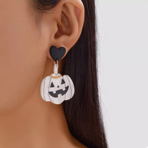 Halloween Pumpkin Heart Drop Earrings