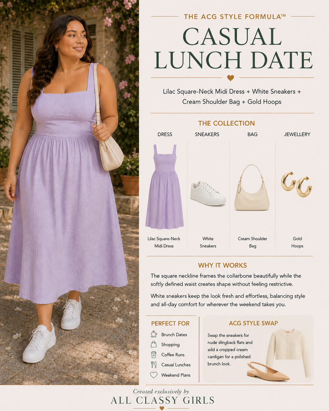 Everyday outfit idea for women with a apple body shape