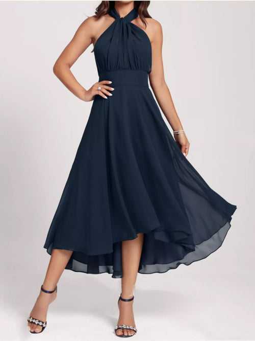 Ruched A-Line Midi Dress