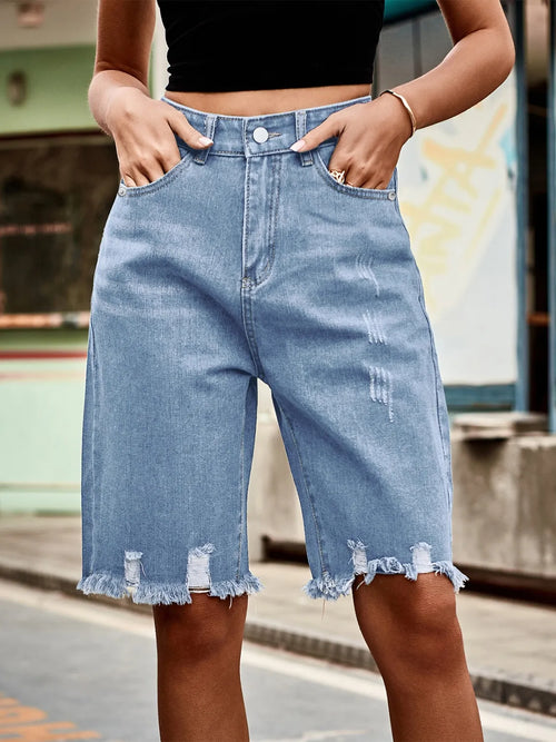 Raw Hem Denim Shorts