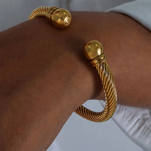 Stainless Steel Twisted Cable Cuff Bracelet