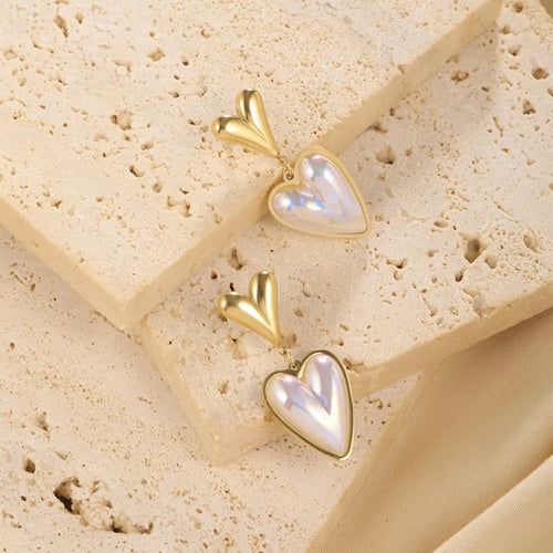 Heart-Shaped Pearl Drop Earrings
