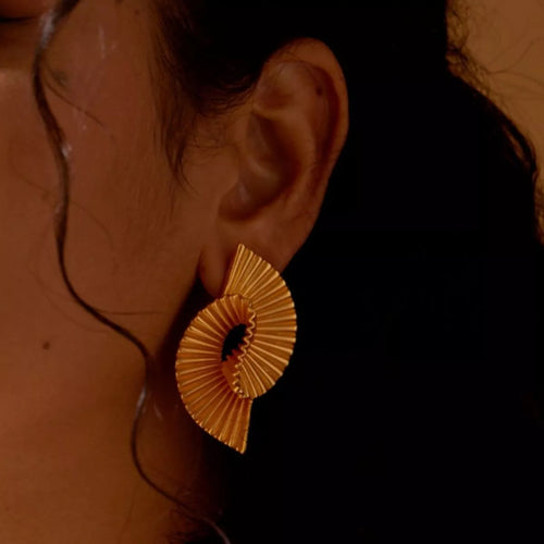 18K Gold-Plated Copper Geometric Spiral Earrings