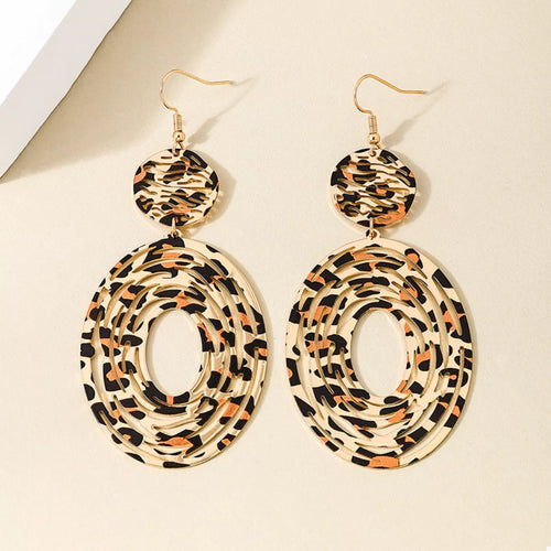 Leopard Print Dangle Earrings